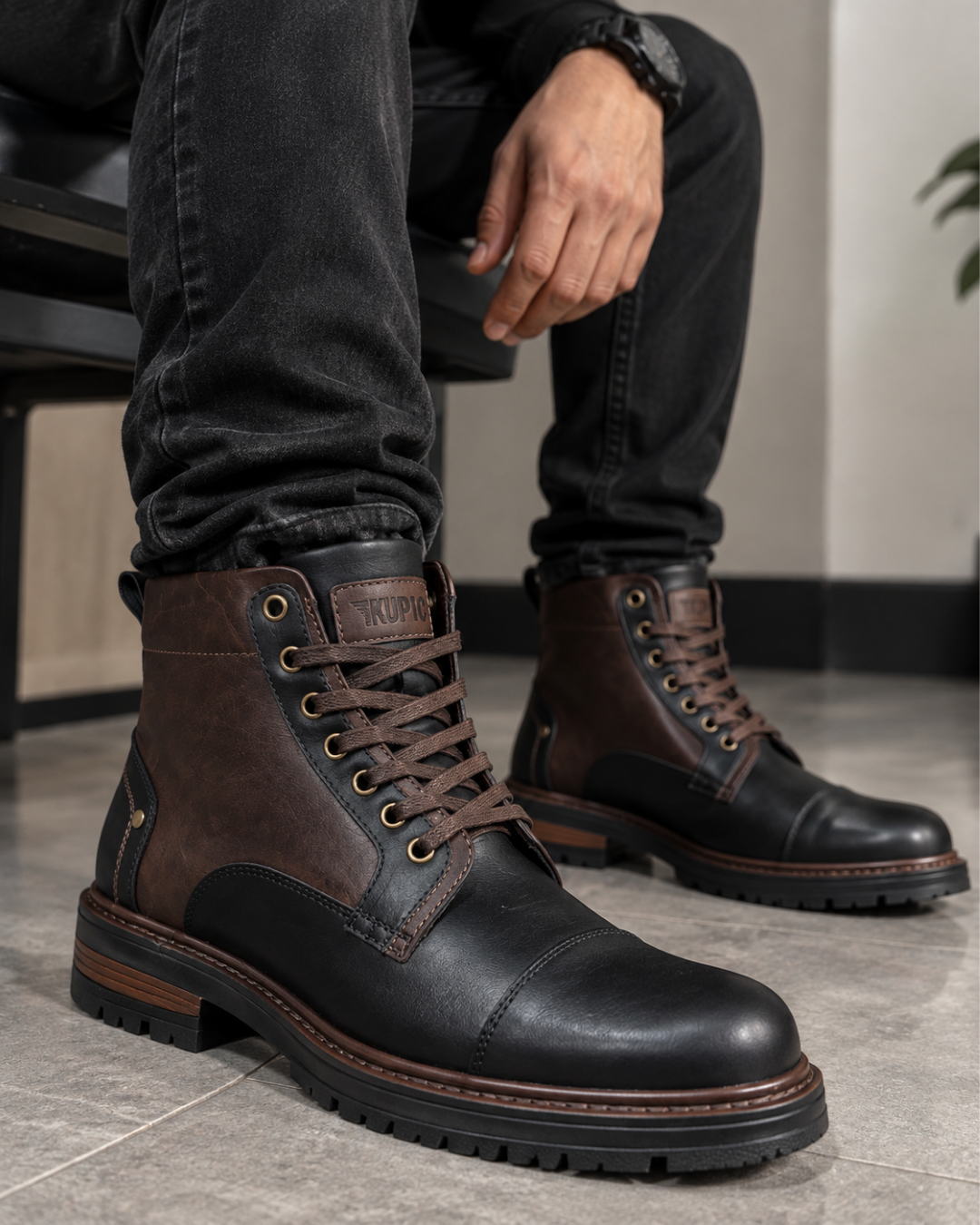 Botas Boston Negro Café 100% Cuero