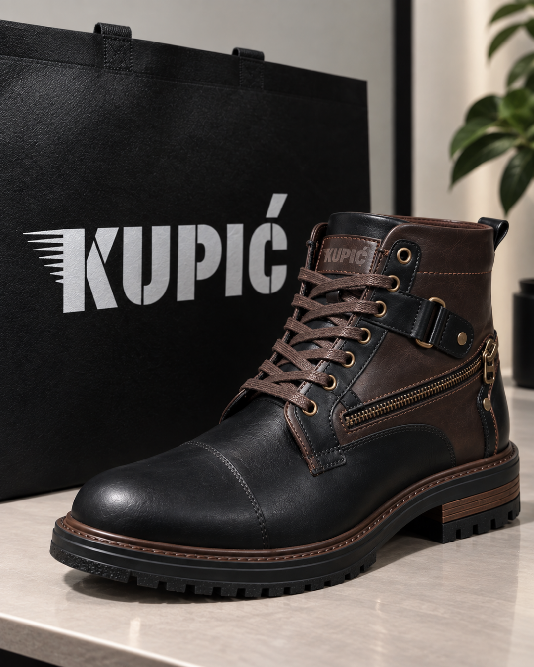 Botas Boston Negro Café 100% Cuero