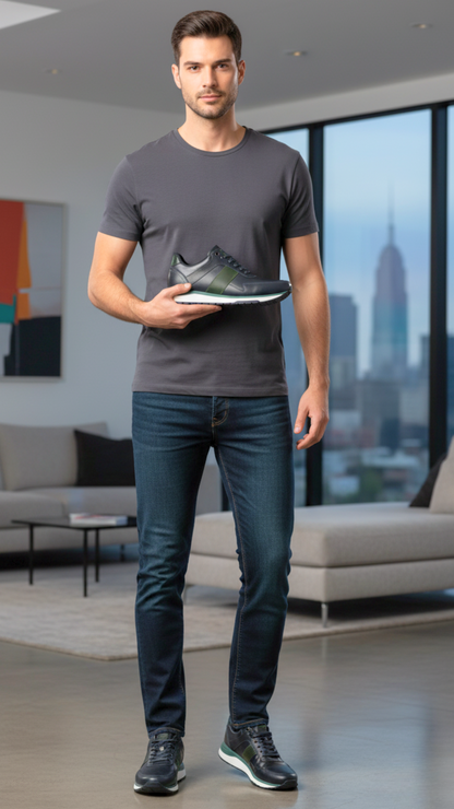 Tenis Zafiro Azul, 100% Cuero